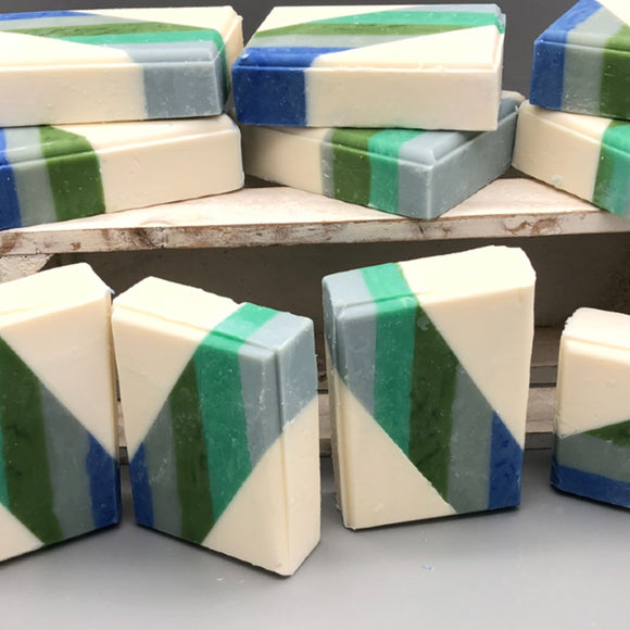 Blue and Green Striped Embed Soap