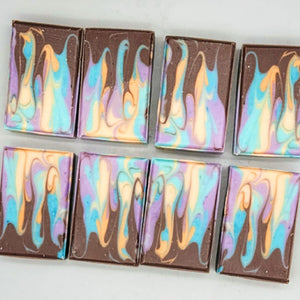 Brown, Purple, Orange and Teal Soap