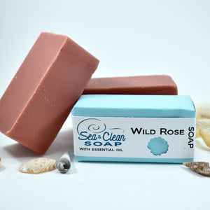 Wild Rose Soap Bar A beautiful soap made with cocoa butter and almond oil.  It is scented with a blend of essential oils that will make you feel like you are in a rose garden.  This bar is great for all skin types.